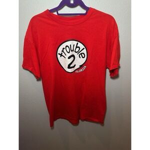 'Trouble 2' T-shirt Size L Red Trouble 2 Florida Graphic Tee Short Sleeve Cotton